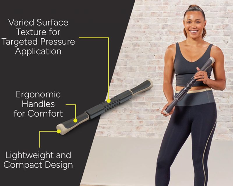 Centr By Chris Hemsworth Massage Roller Stick for Muscle Soreness, Black/Sand - Image 2